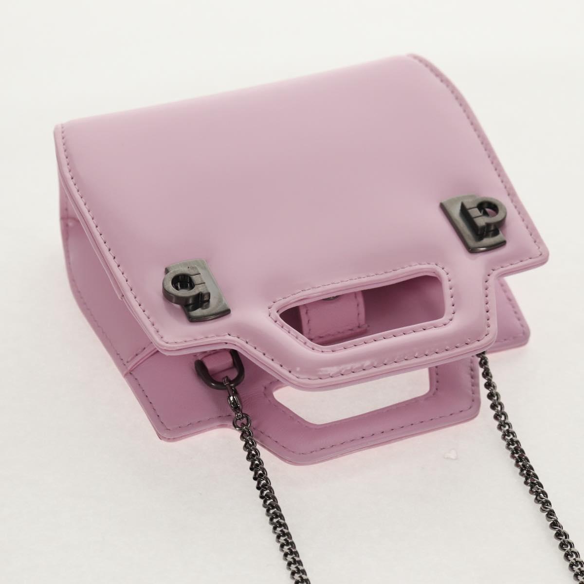 Salvatore Ferragamo Chain Gancini Shoulder Pouch Enamel 2way Pink Auth 156294V