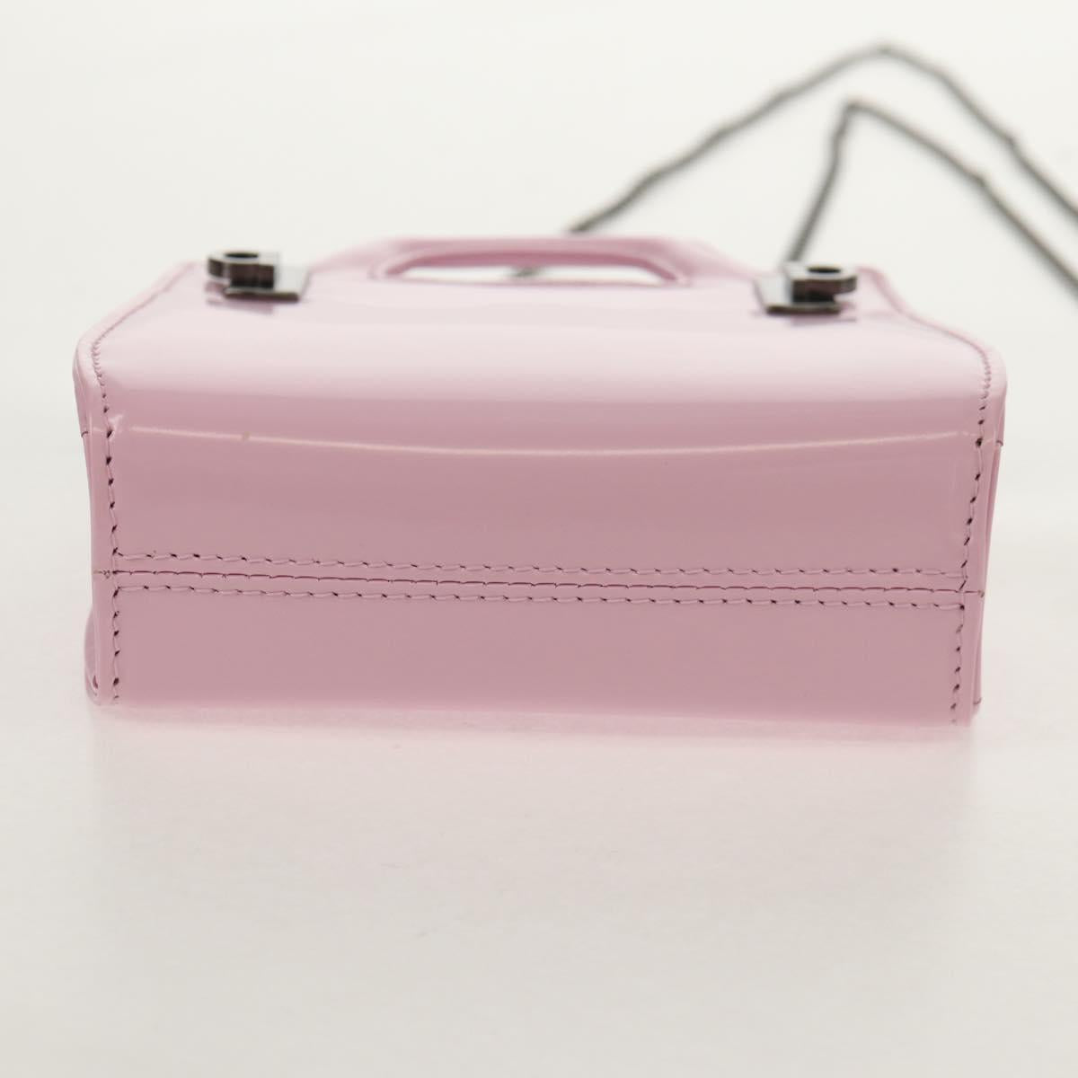 Salvatore Ferragamo Chain Gancini Shoulder Pouch Enamel 2way Pink Auth 156294V
