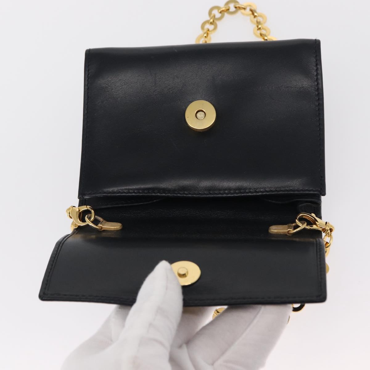 Salvatore Ferragamo Shoulder Bag Leather Navy Gold Auth 156321