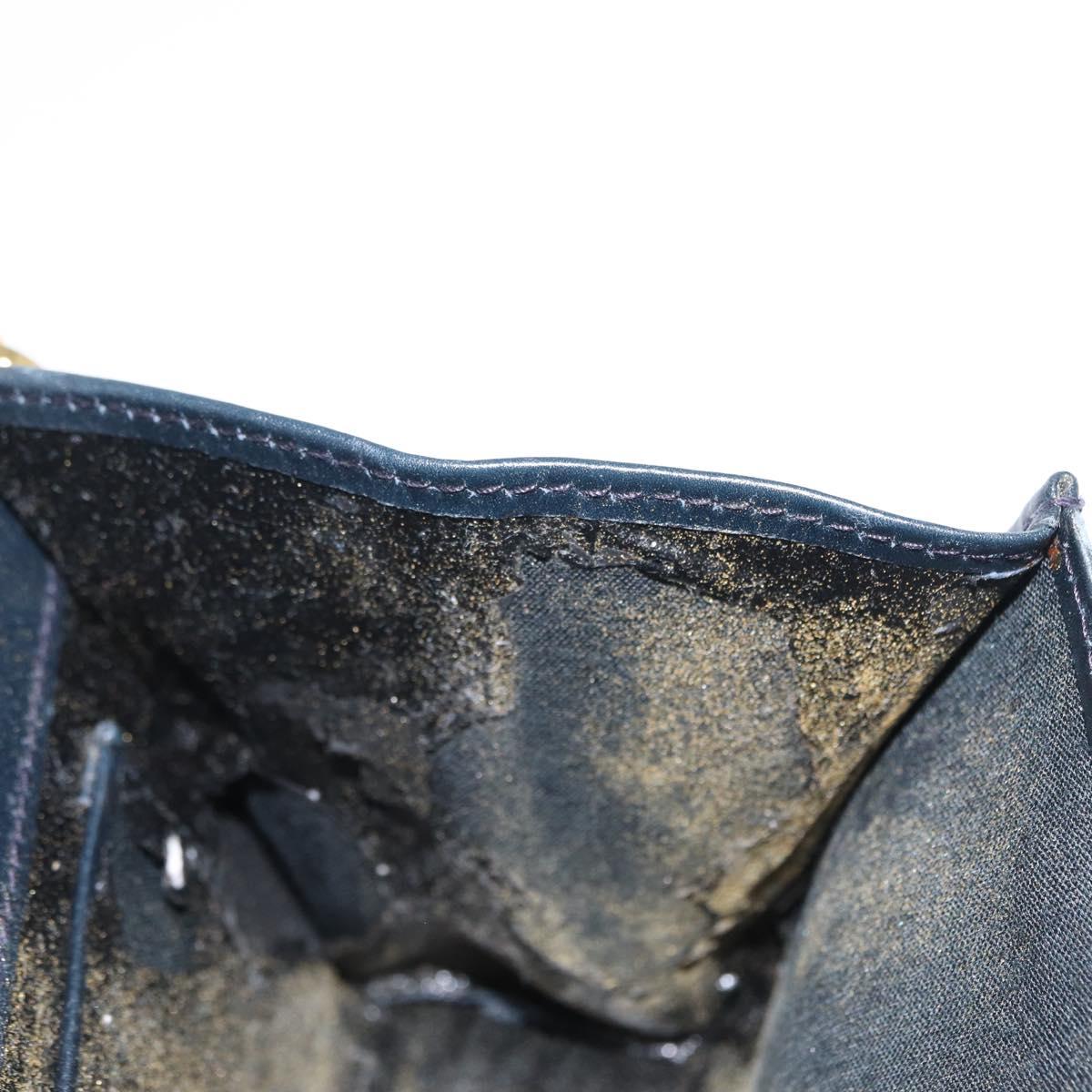 Salvatore Ferragamo Shoulder Bag Leather Navy Gold Auth 156321