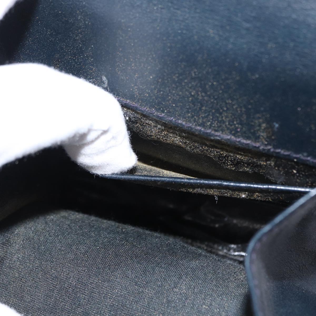 Salvatore Ferragamo Shoulder Bag Leather Navy Gold Auth 156321