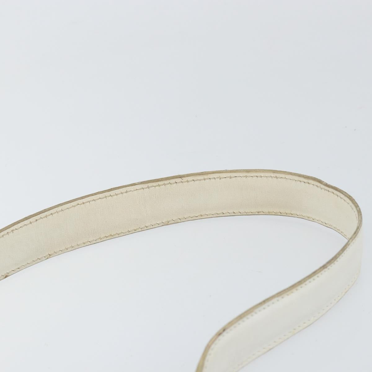 CELINE Shoulder Bag Leather White Gold Auth 156322