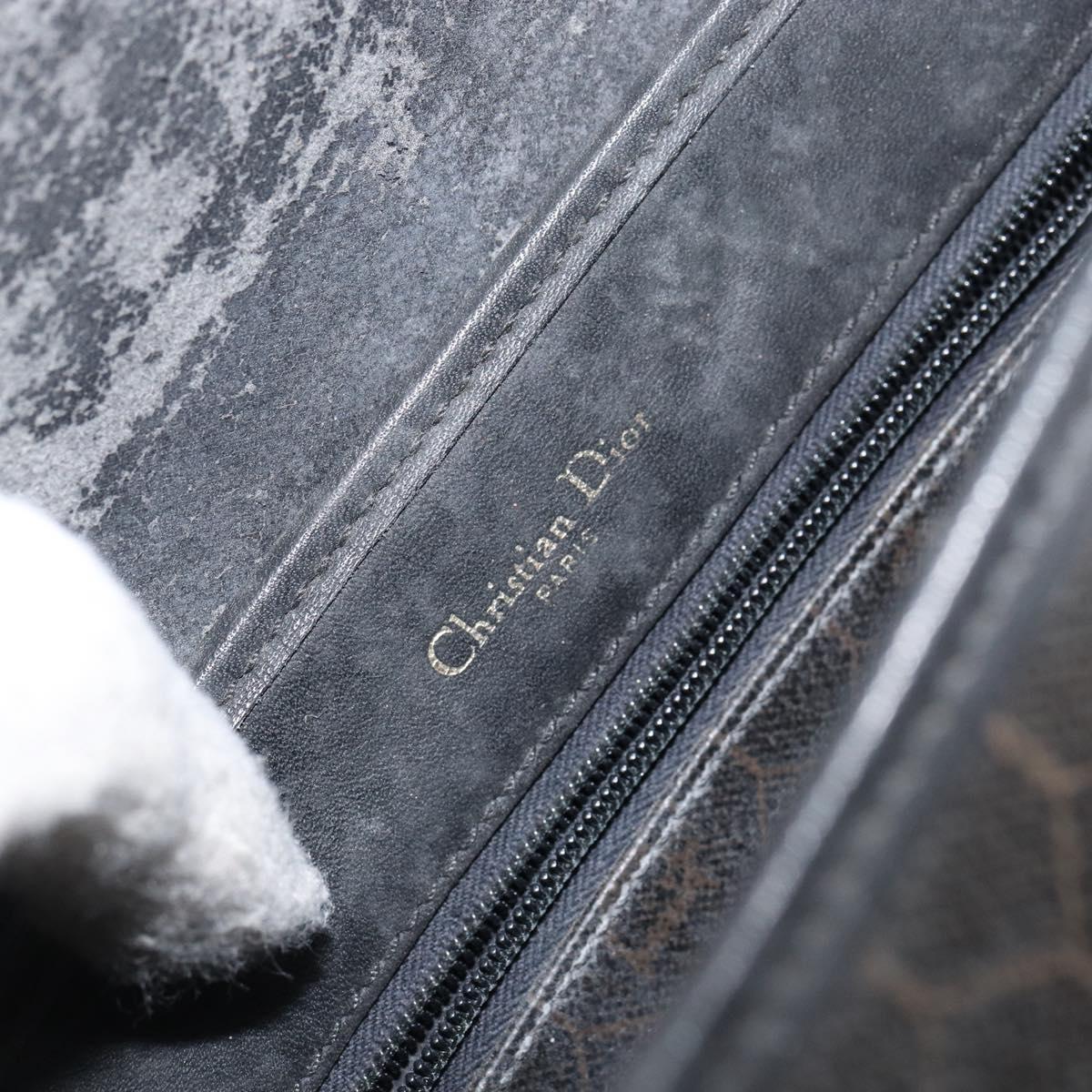 Christian Dior Honeycomb Canvas Shoulder Bag PVC Black Gold Auth 156324