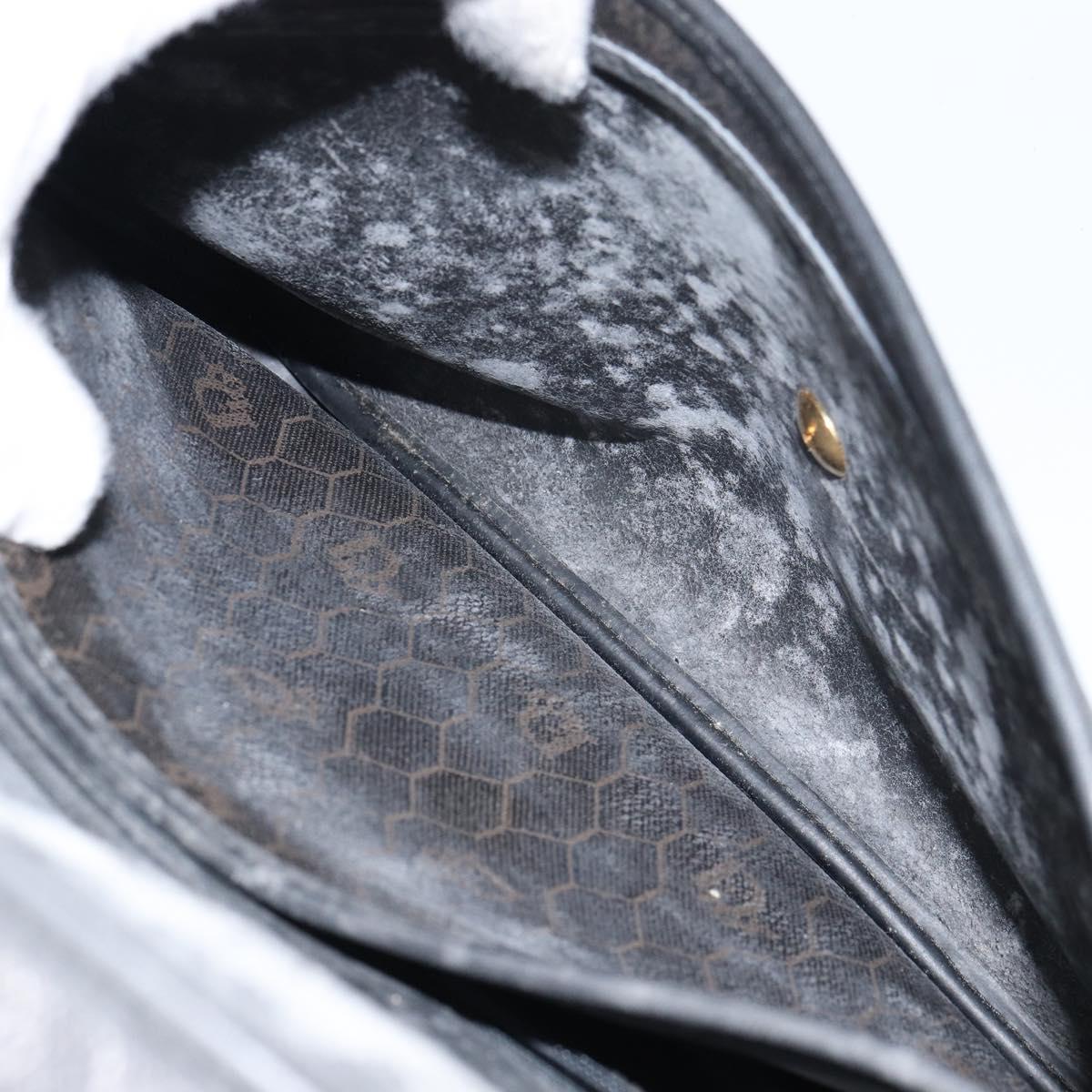 Christian Dior Honeycomb Canvas Shoulder Bag PVC Black Gold Auth 156324