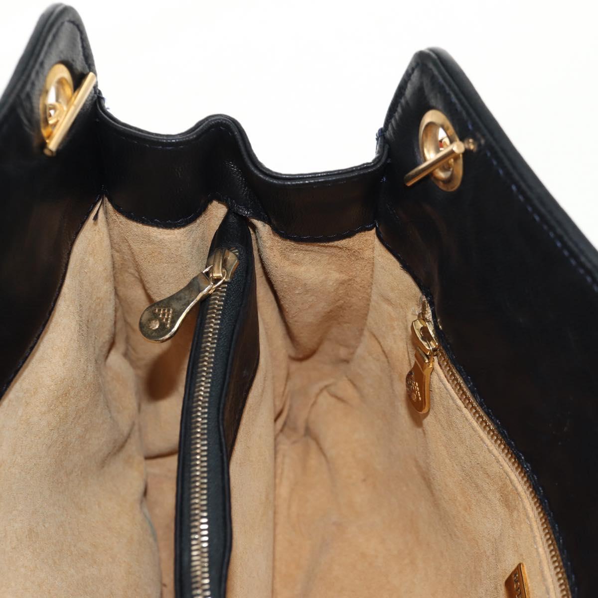 BOTTEGA VENETA INTRECCIATO Shoulder Bag Leather Black Gold Auth 156326V