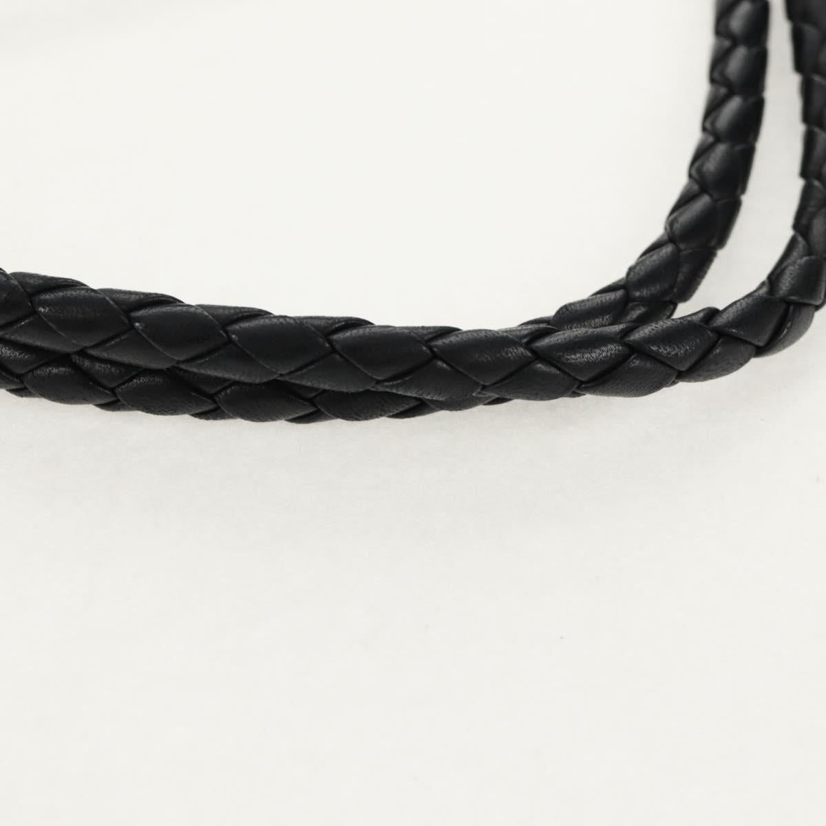 BOTTEGA VENETA INTRECCIATO Shoulder Bag Leather Black Gold Auth 156326V