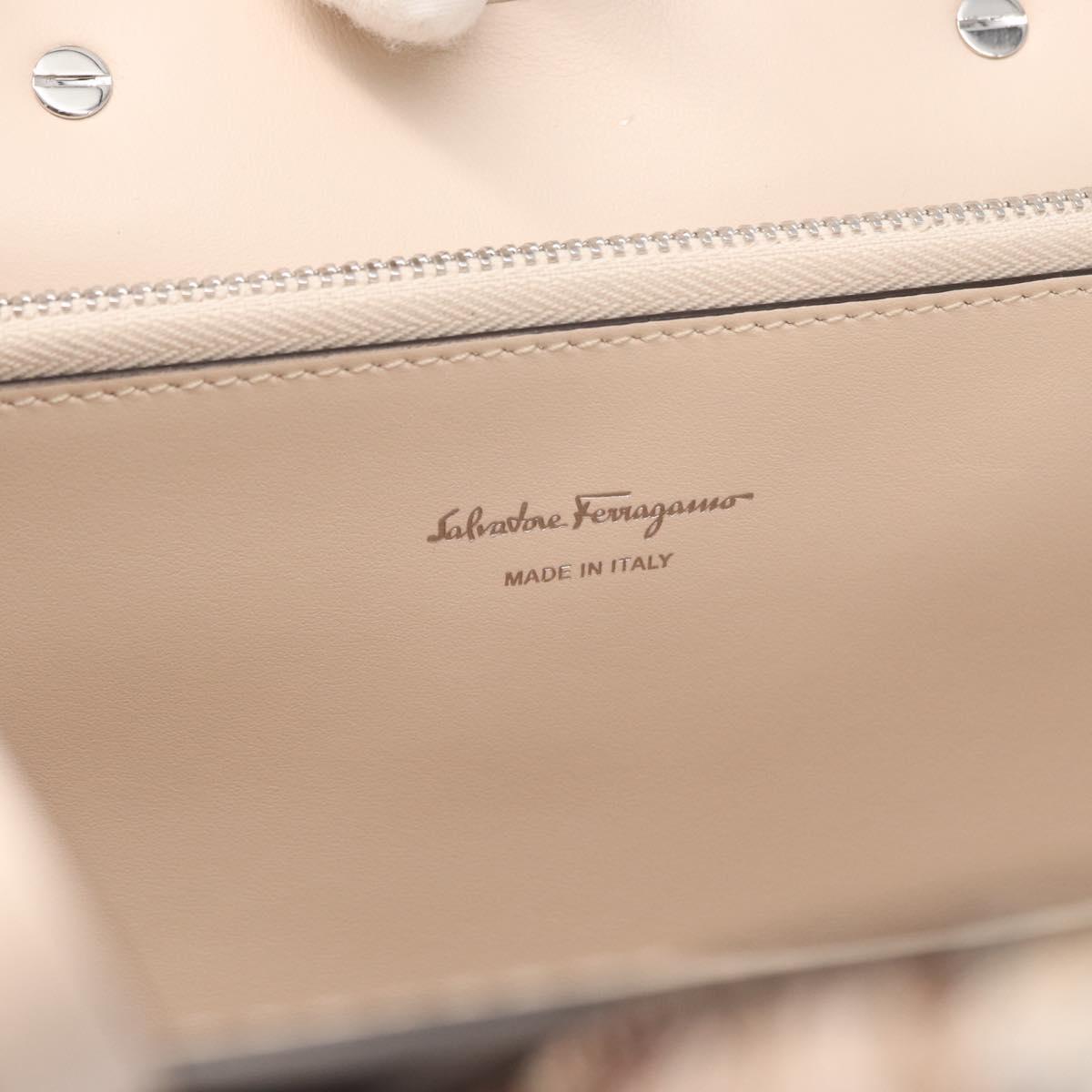 Salvatore Ferragamo Hand Bag Leather 2way Silver Pink Auth 156332SAM