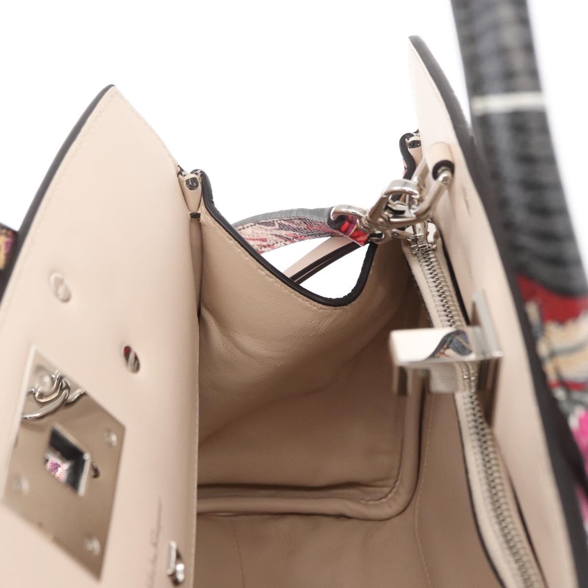 Salvatore Ferragamo Hand Bag Leather 2way Silver Pink Auth 156332SAM