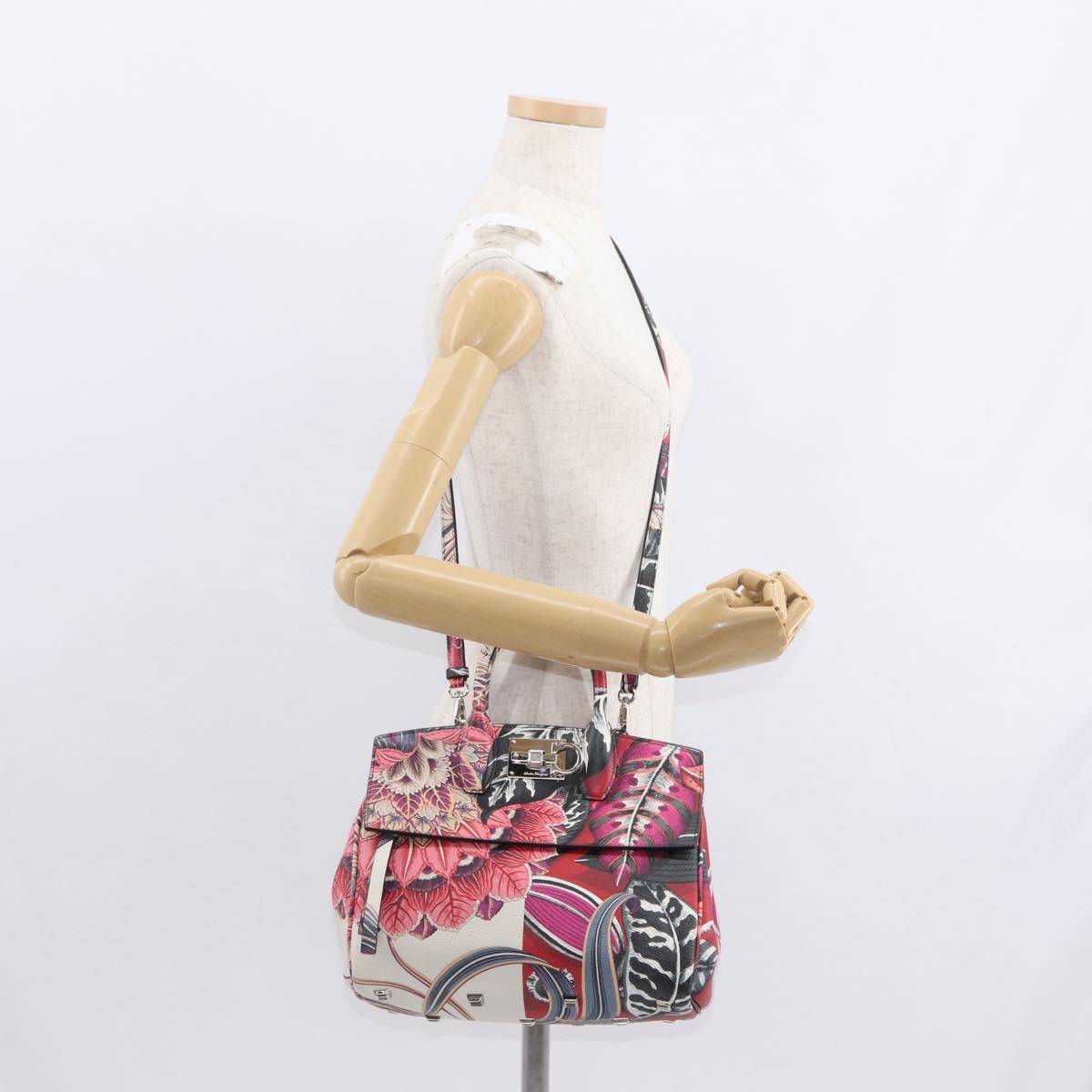 Salvatore Ferragamo Hand Bag Leather 2way Silver Pink Auth 156332SAM