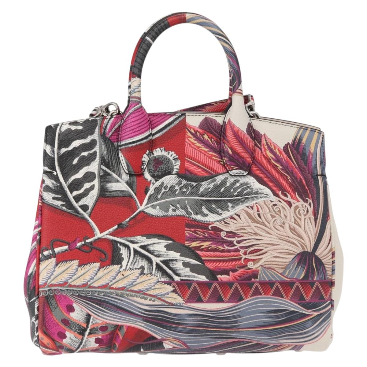 Salvatore Ferragamo Hand Bag Leather 2way Silver Pink Auth 156332SAM