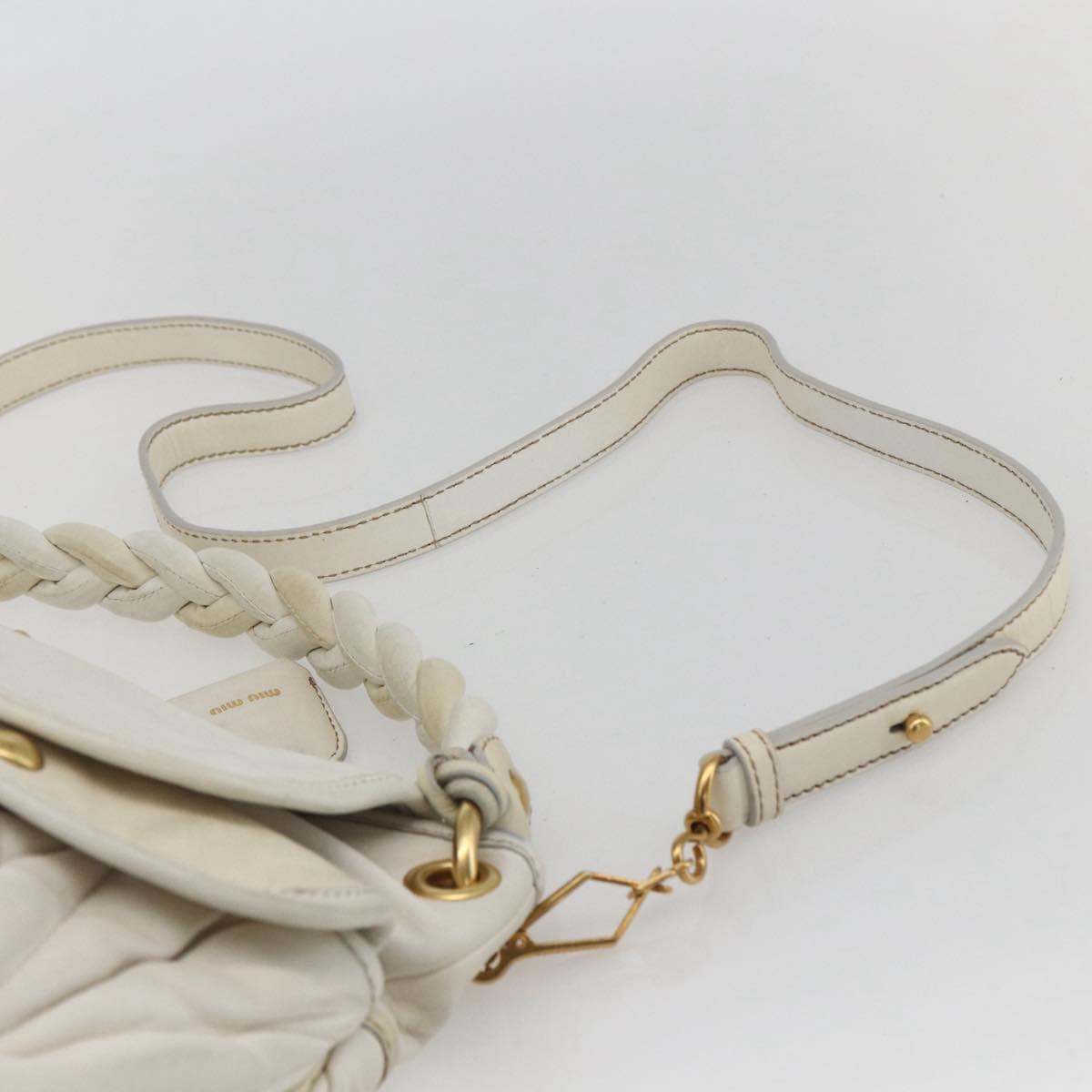 Miu Miu Matelasse Hand Bag Leather 2way White Gold Auth 156334