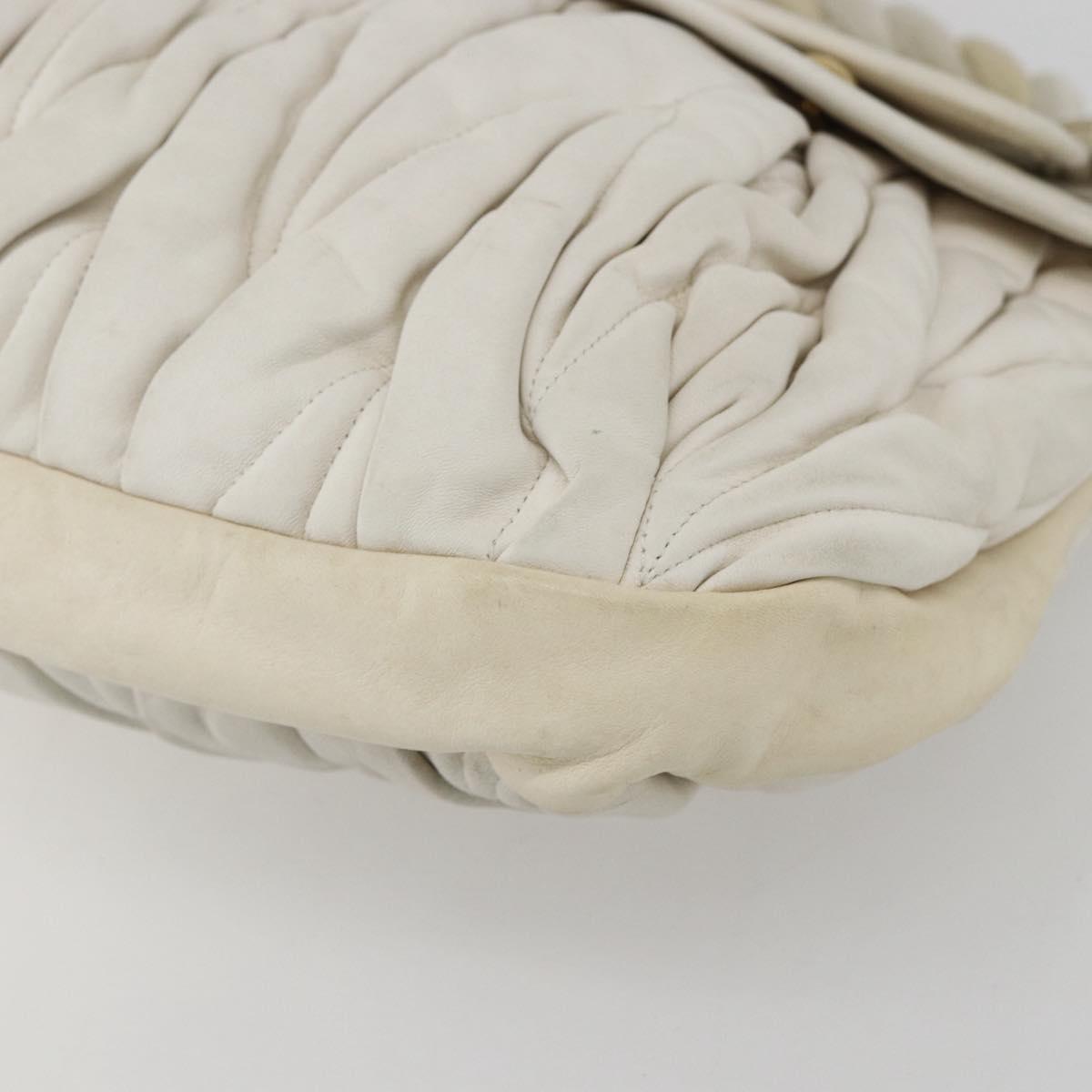 Miu Miu Matelasse Hand Bag Leather 2way White Gold Auth 156334