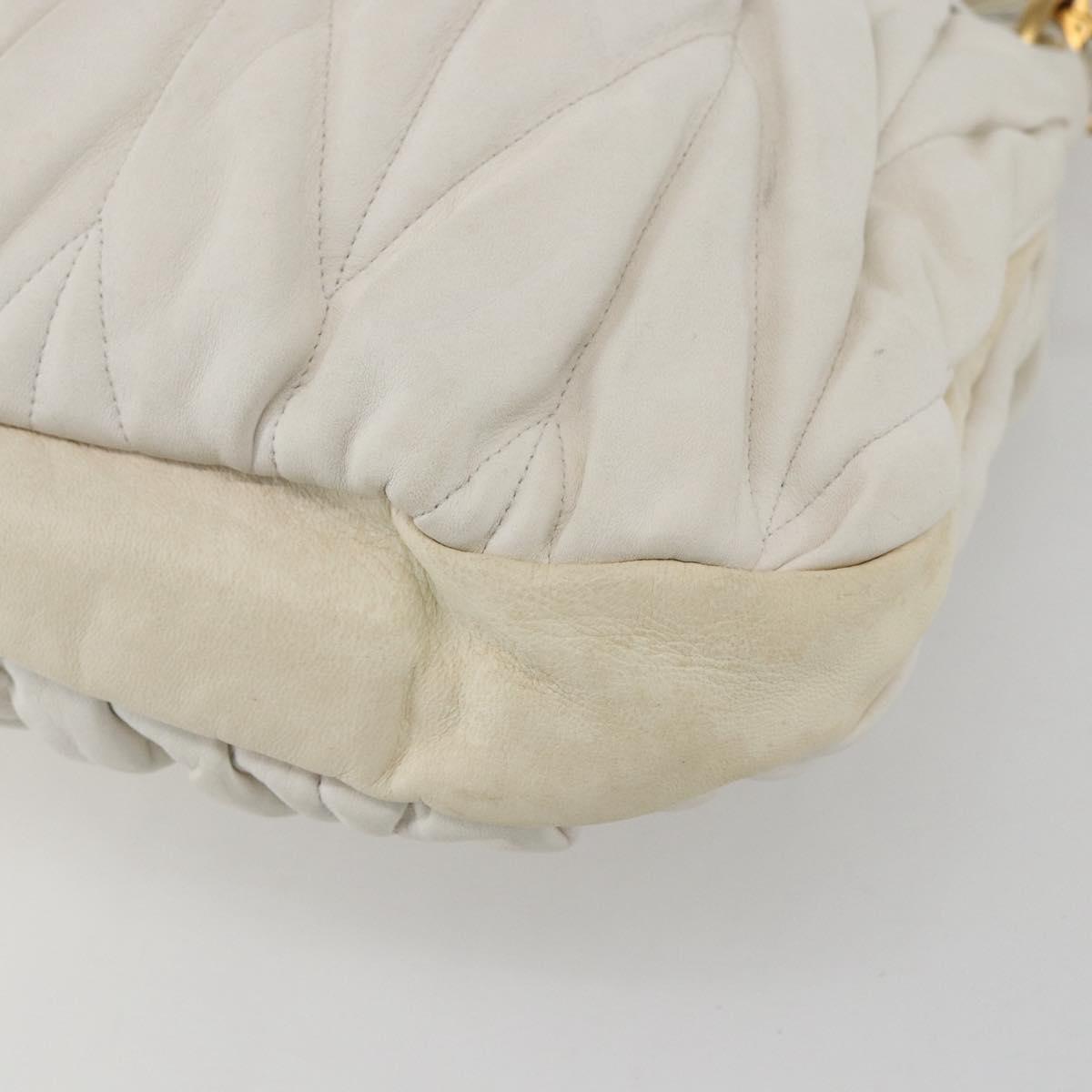 Miu Miu Matelasse Hand Bag Leather 2way White Gold Auth 156334