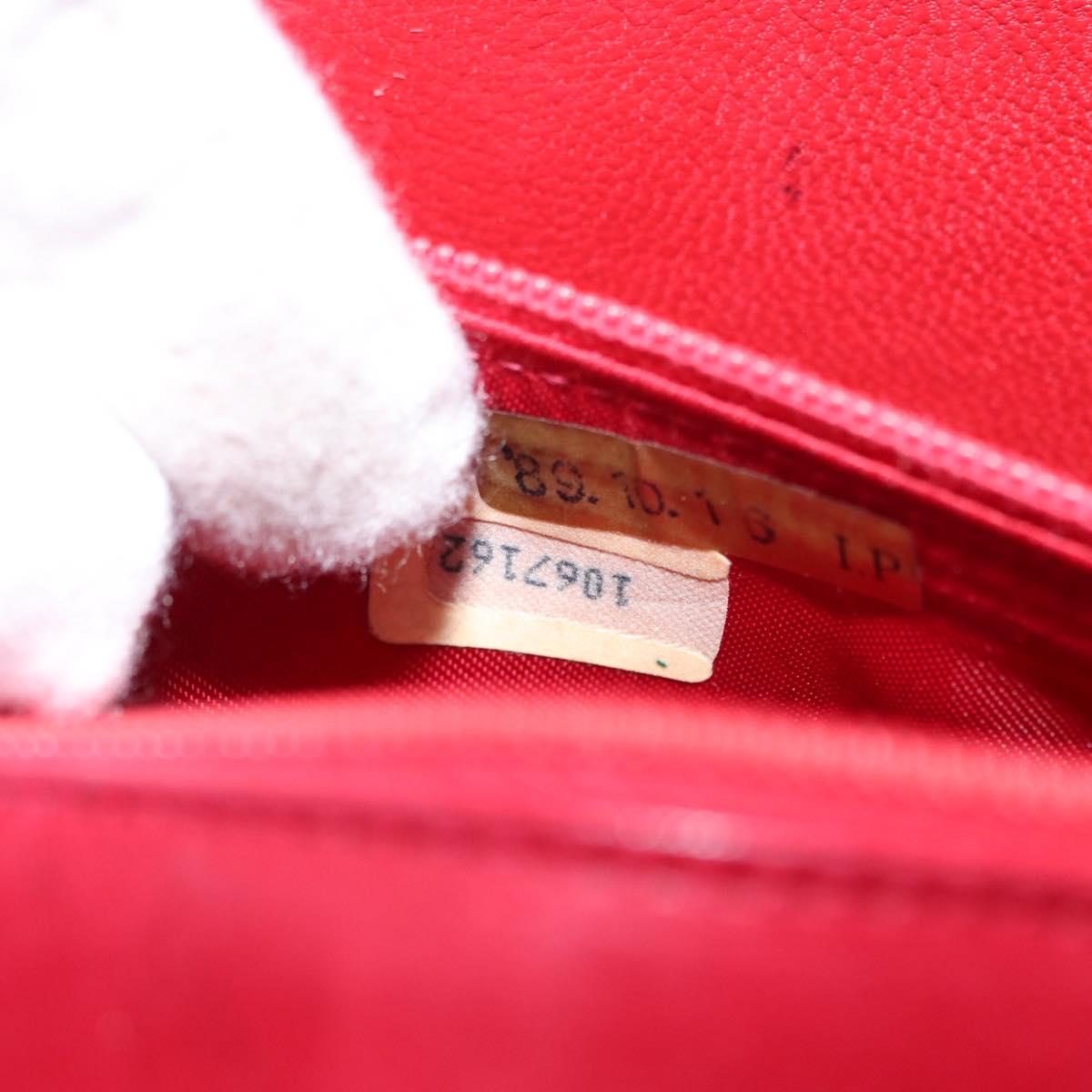 CHANEL Matelasse Chain Shoulder Bag Lamb Skin Red Gold CC Auth 156350