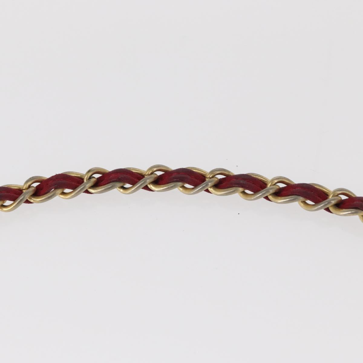 CHANEL Matelasse Chain Shoulder Bag Lamb Skin Red Gold CC Auth 156350