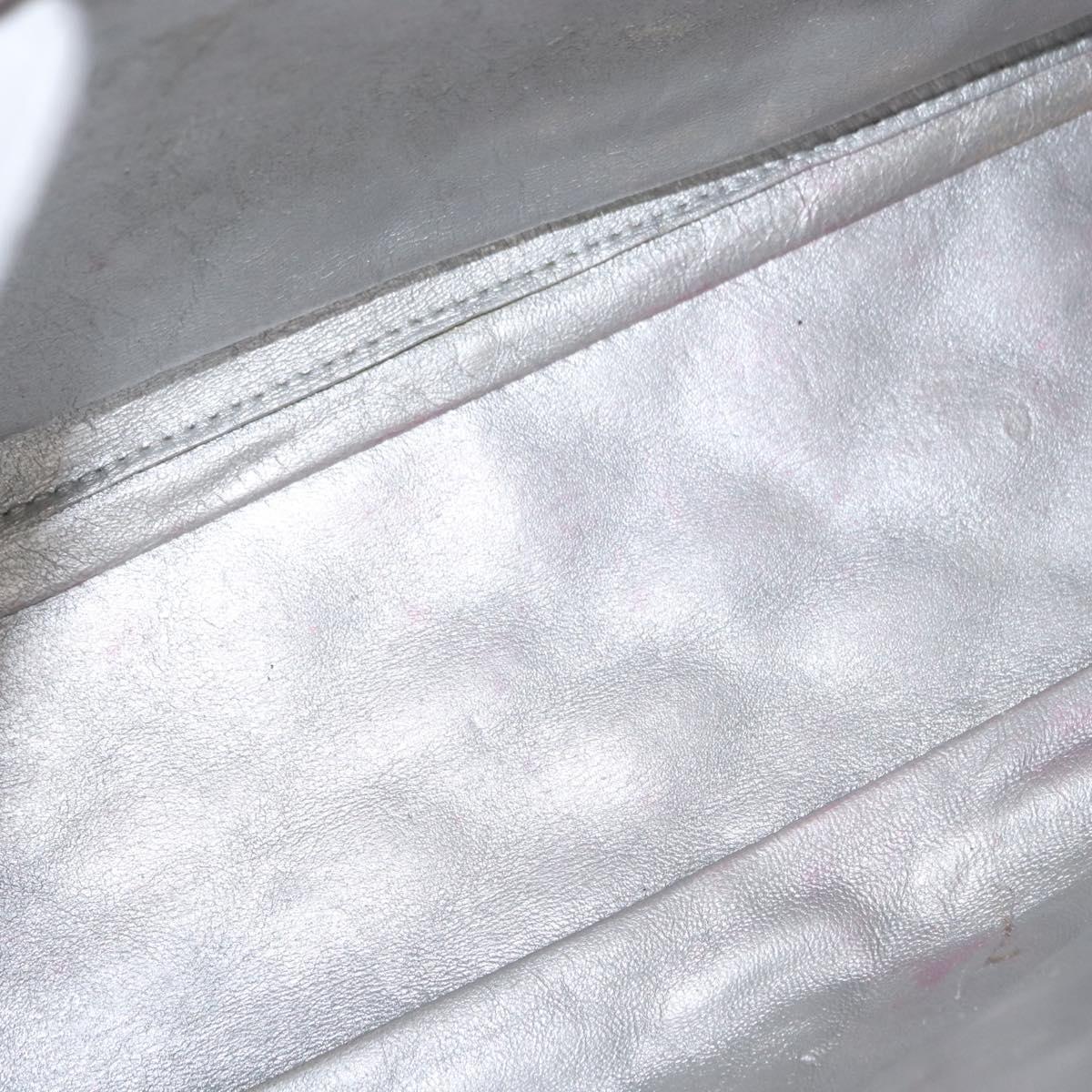 CHANEL Jumbo Matelasse Chain Shoulder Bag Lamb Skin Silver CC Auth 156351V