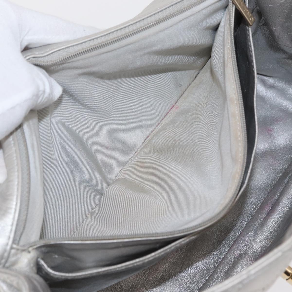 CHANEL Jumbo Matelasse Chain Shoulder Bag Lamb Skin Silver CC Auth 156351V