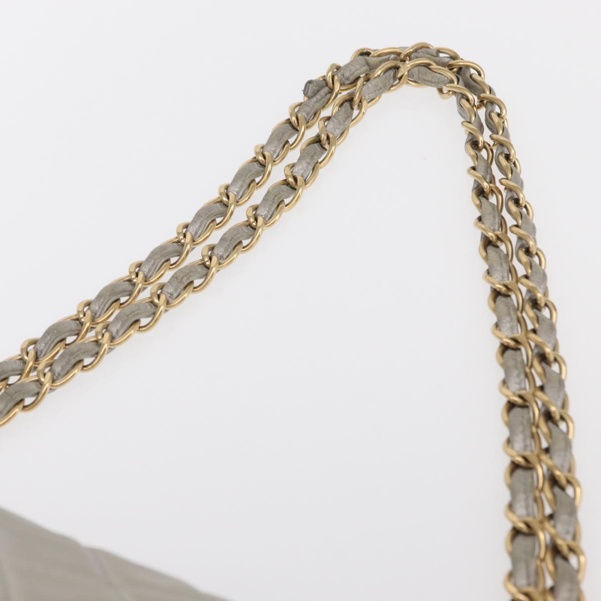 CHANEL Jumbo Matelasse Chain Shoulder Bag Lamb Skin Silver CC Auth 156351V