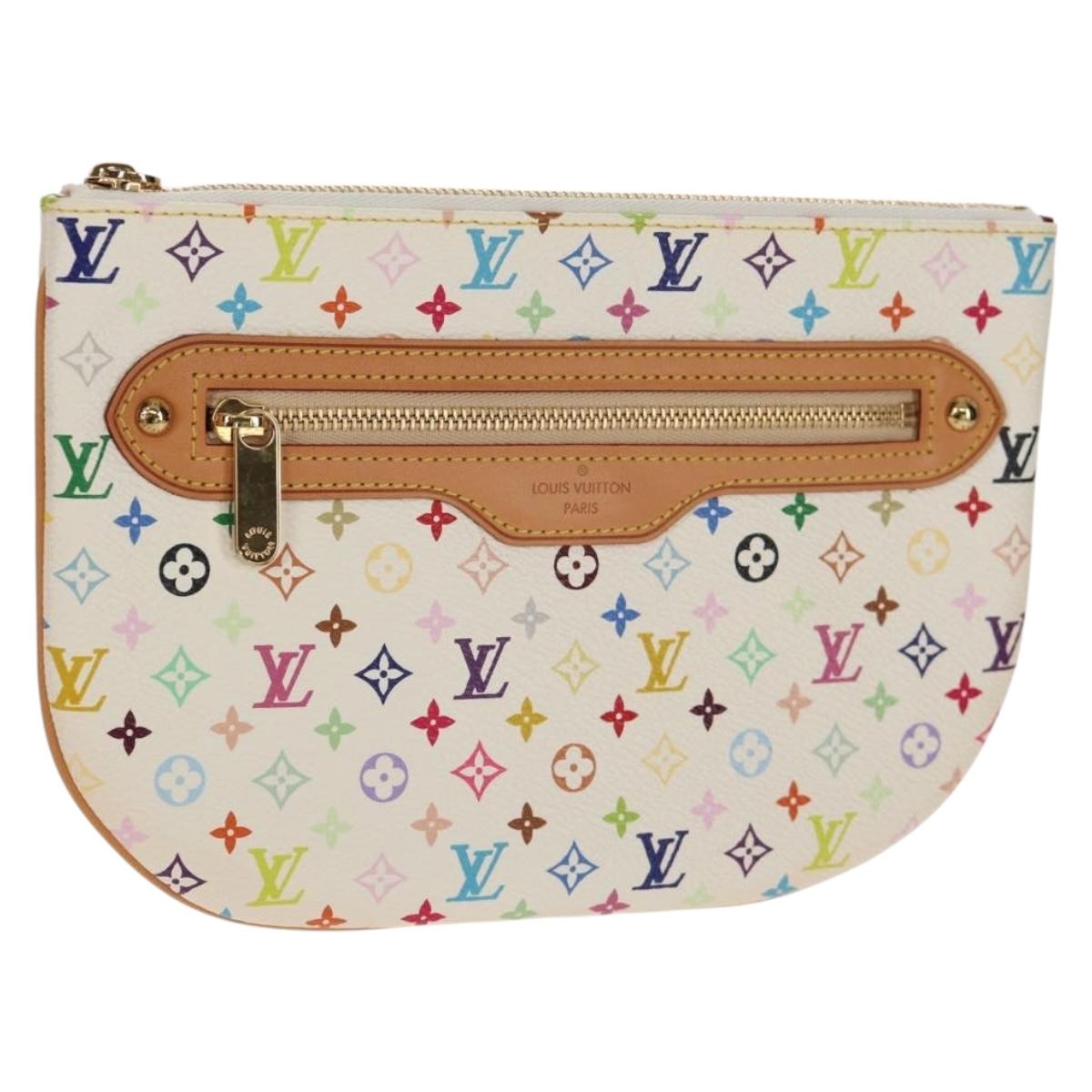 LOUIS VUITTON Monogram Multicolor Pochette GM Pouch White M60027 Auth 156352SV