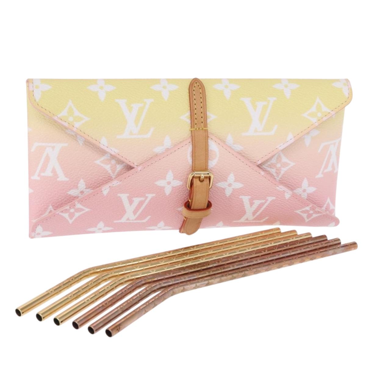 LOUIS VUITTON Monogram Etoui 6 Pailles Pouch Pink GI0621 LV Auth 156366SM