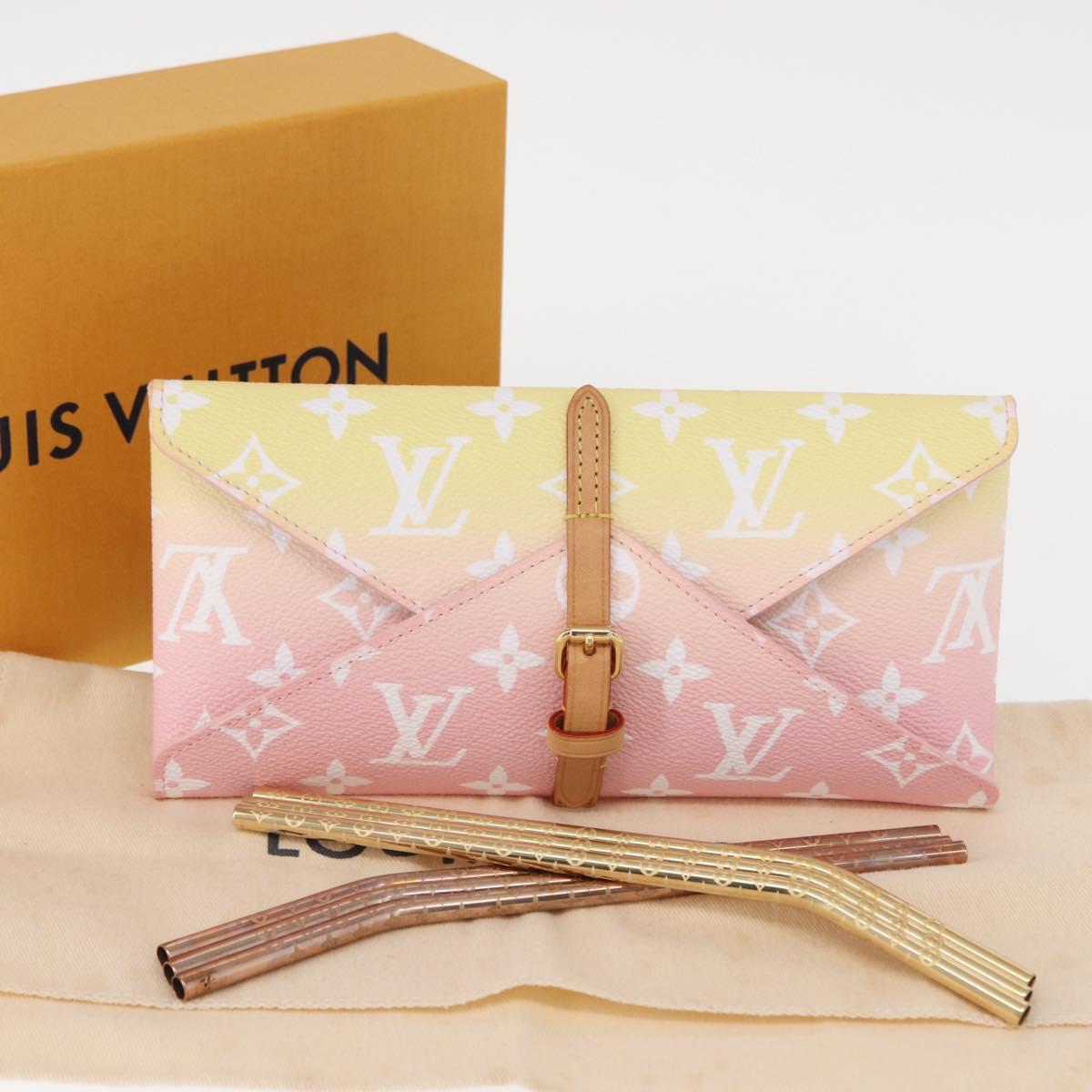 LOUIS VUITTON Monogram Etoui 6 Pailles Pouch Pink GI0621 LV Auth 156366SM