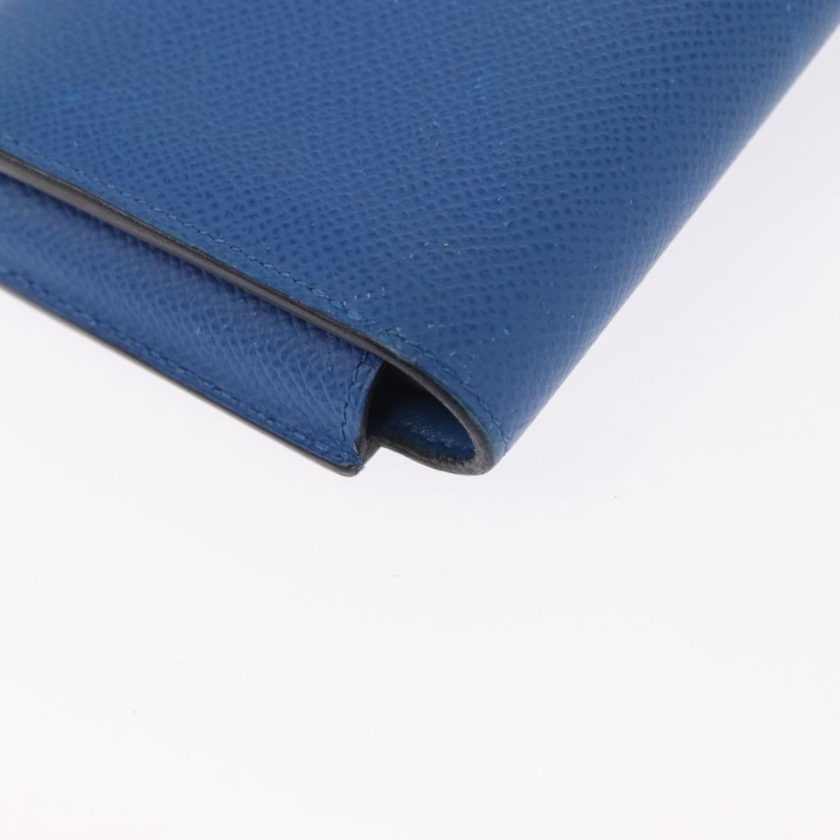 HERMES Passant Long Sangrecaval Long Wallet Leather Blue Auth 156370M