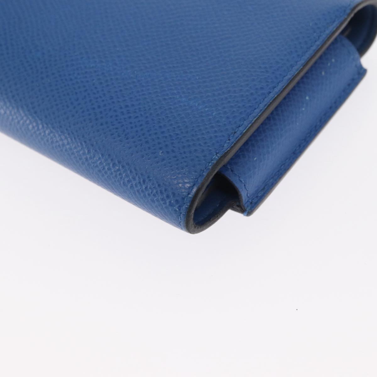 HERMES Passant Long Sangrecaval Long Wallet Leather Blue Auth 156370M