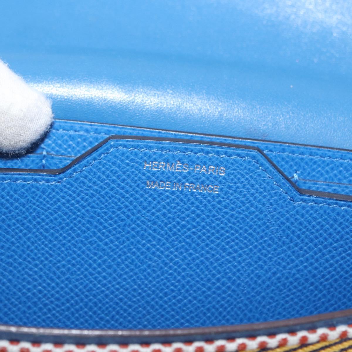 HERMES Passant Long Sangrecaval Long Wallet Leather Blue Auth 156370M