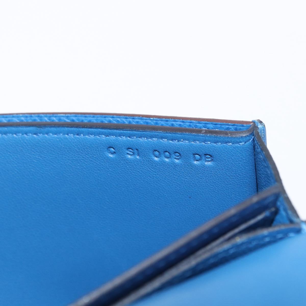 HERMES Passant Long Sangrecaval Long Wallet Leather Blue Auth 156370M