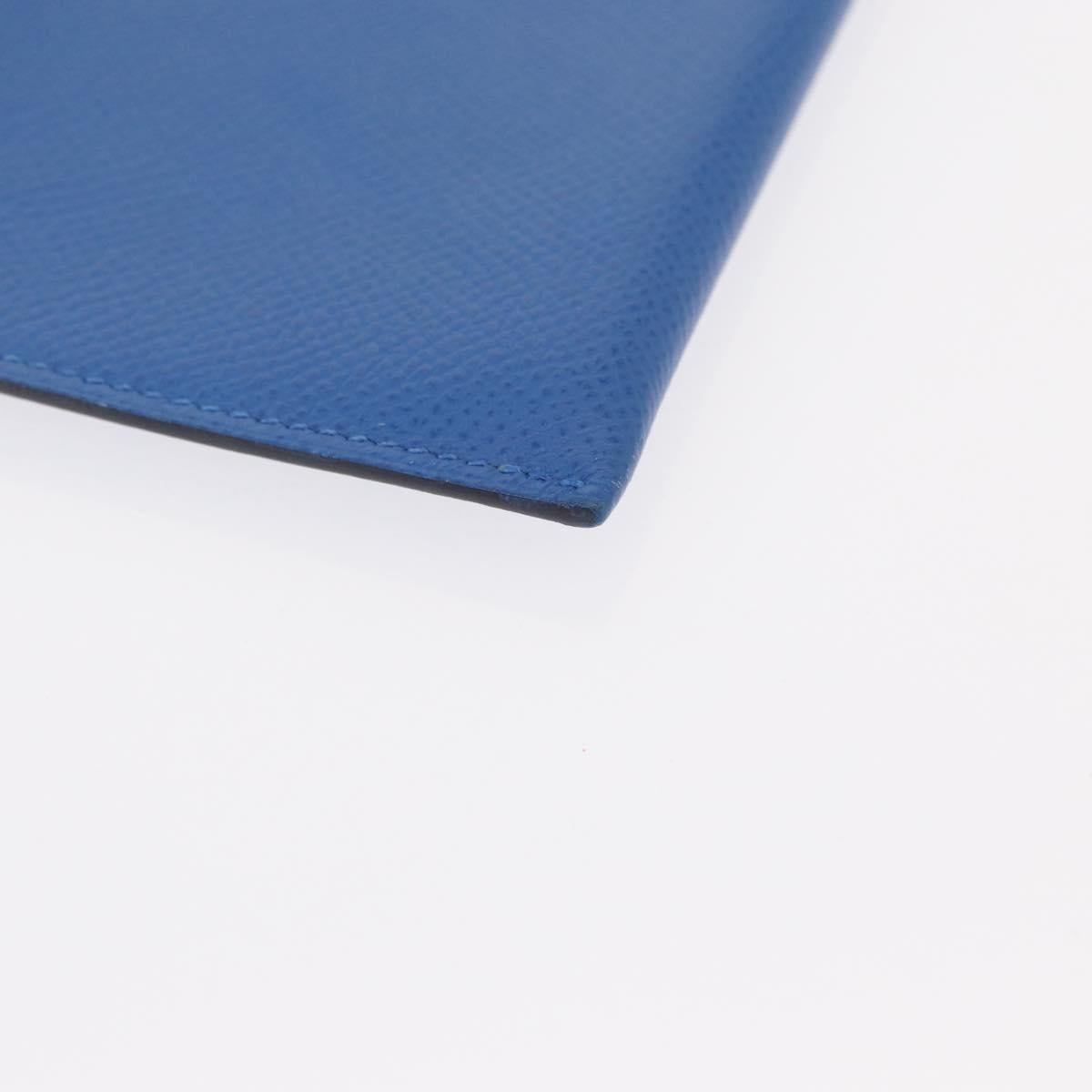 HERMES Passant Long Sangrecaval Long Wallet Leather Blue Auth 156370M