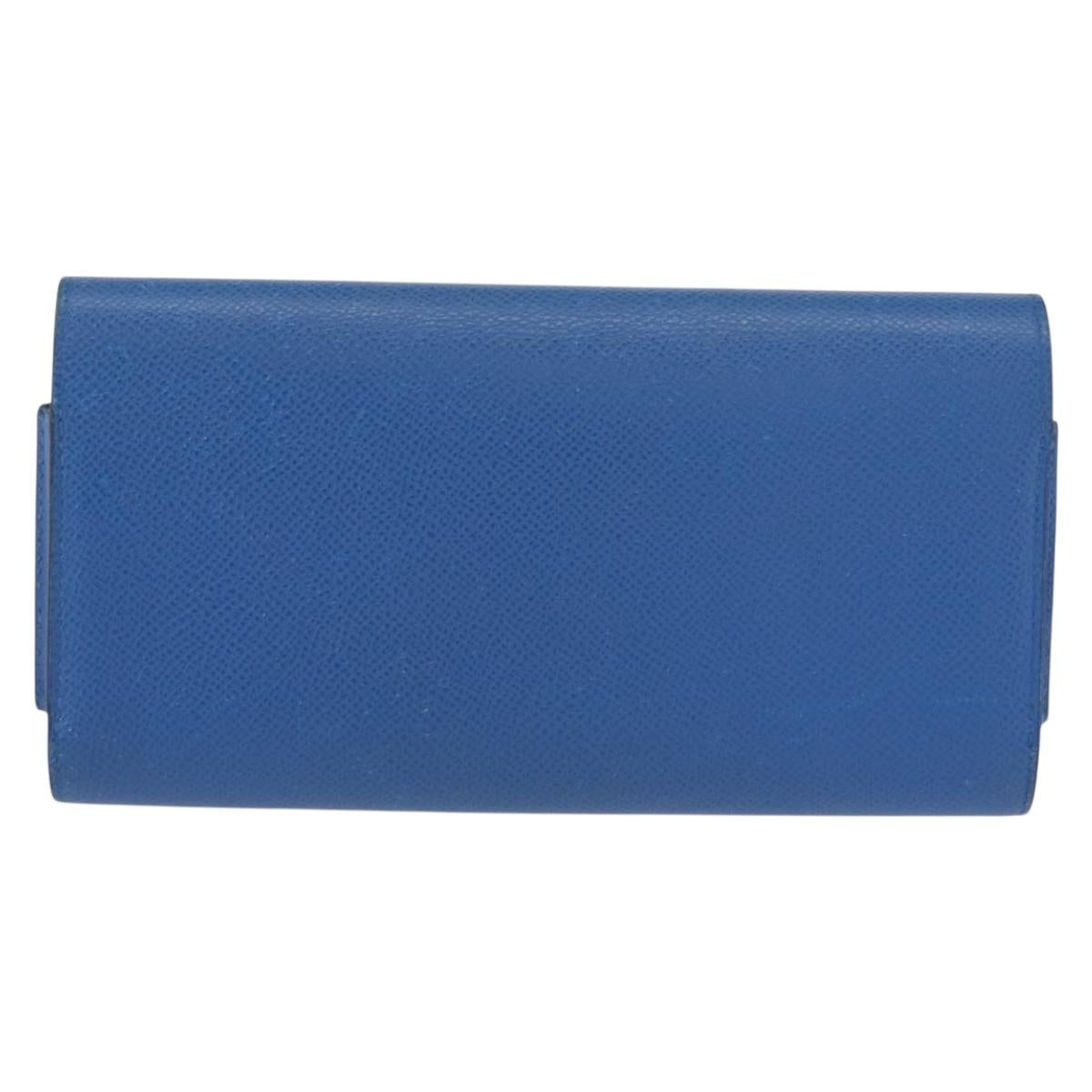 HERMES Passant Long Sangrecaval Long Wallet Leather Blue Auth 156370M