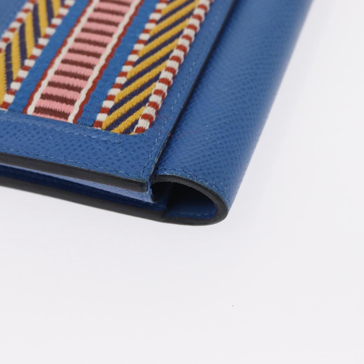 HERMES Passant Long Sangrecaval Long Wallet Leather Blue Auth 156370M
