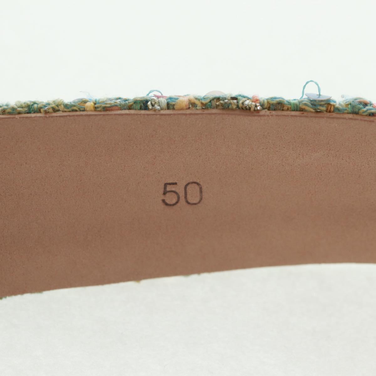 CHANEL Belt tweed Light Blue CC Auth 156372V