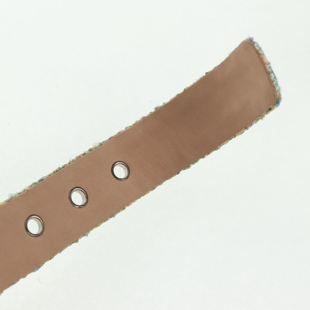 CHANEL Belt tweed Light Blue CC Auth 156372V