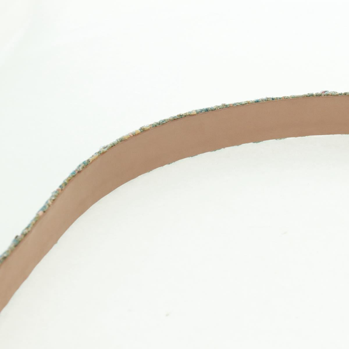 CHANEL Belt tweed Light Blue CC Auth 156372V