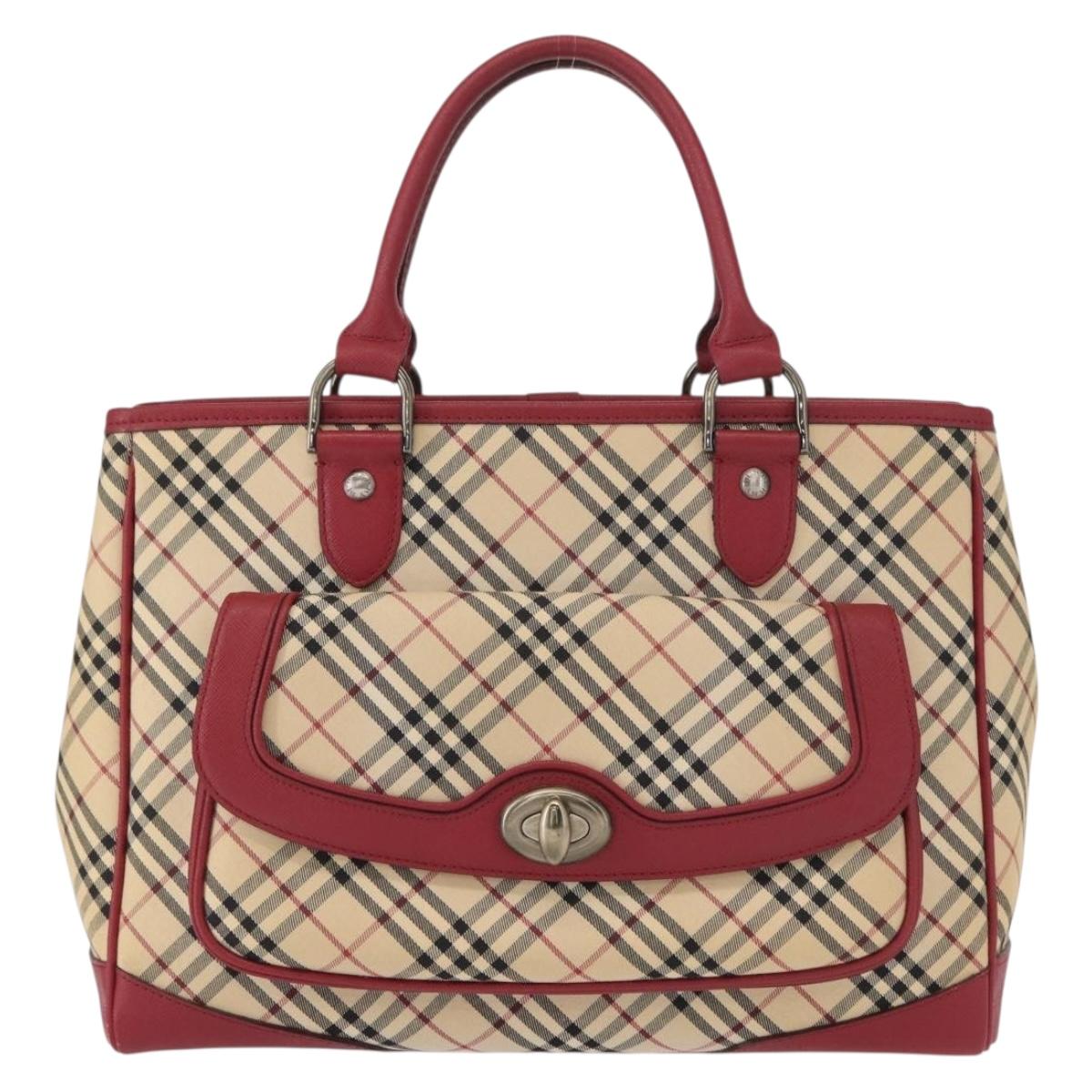 BURBERRY Nova Check Hand Bag Canvas Beige Auth 156373