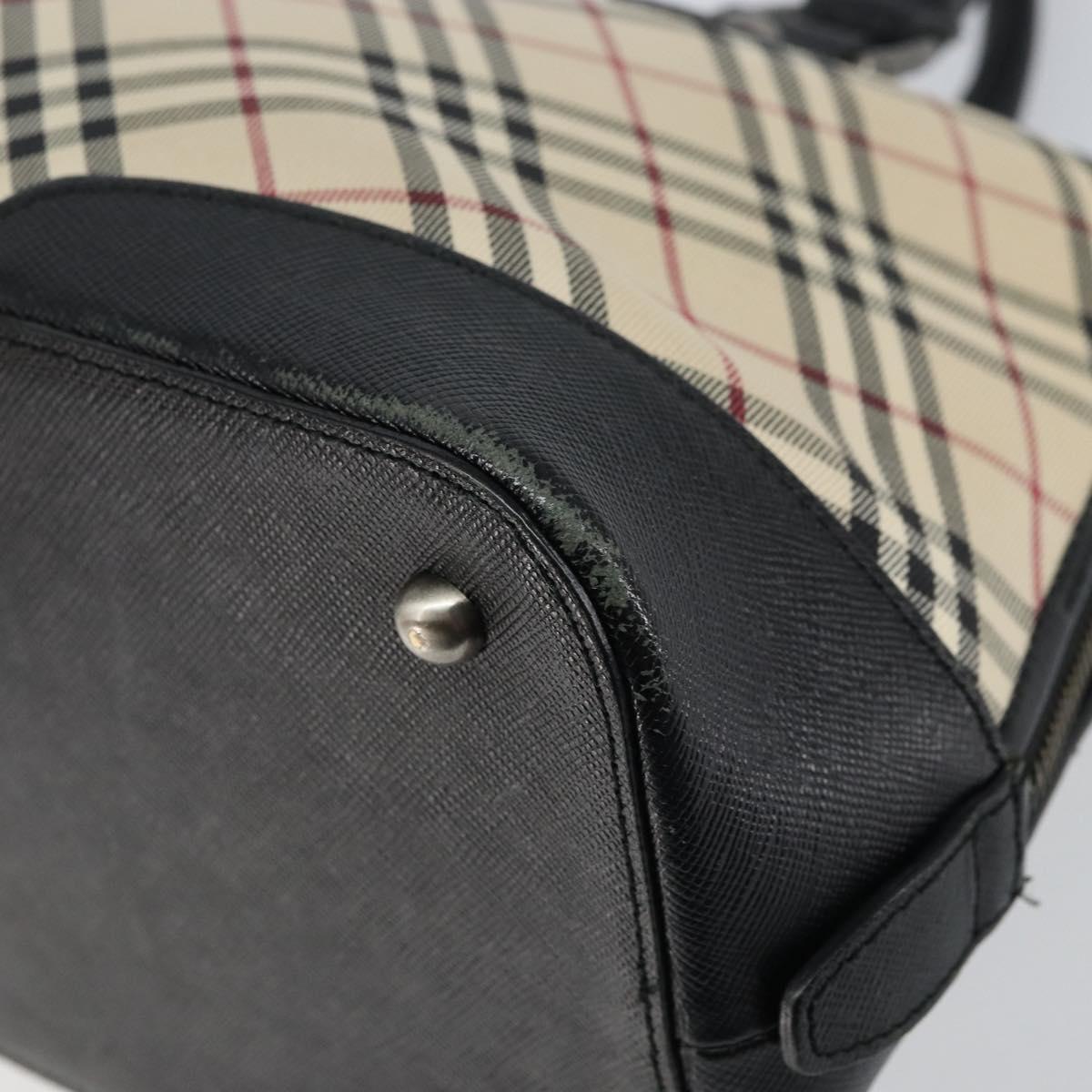 BURBERRY Nova Check Hand Bag Canvas Beige Silver Auth 156374