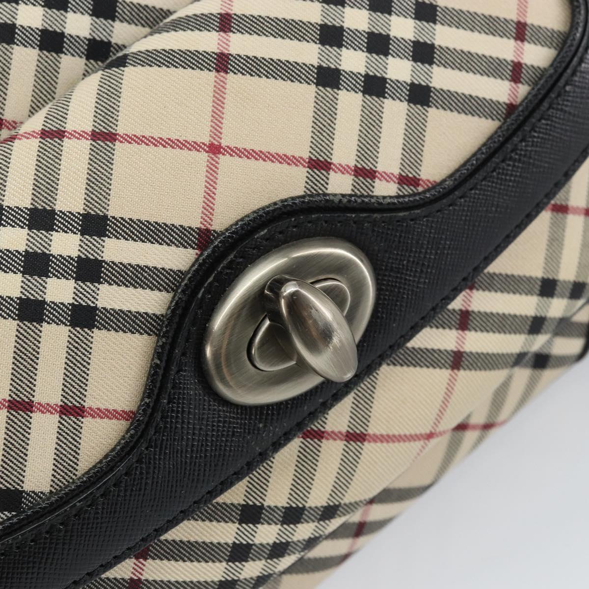 BURBERRY Nova Check Hand Bag Canvas Beige Silver Auth 156374