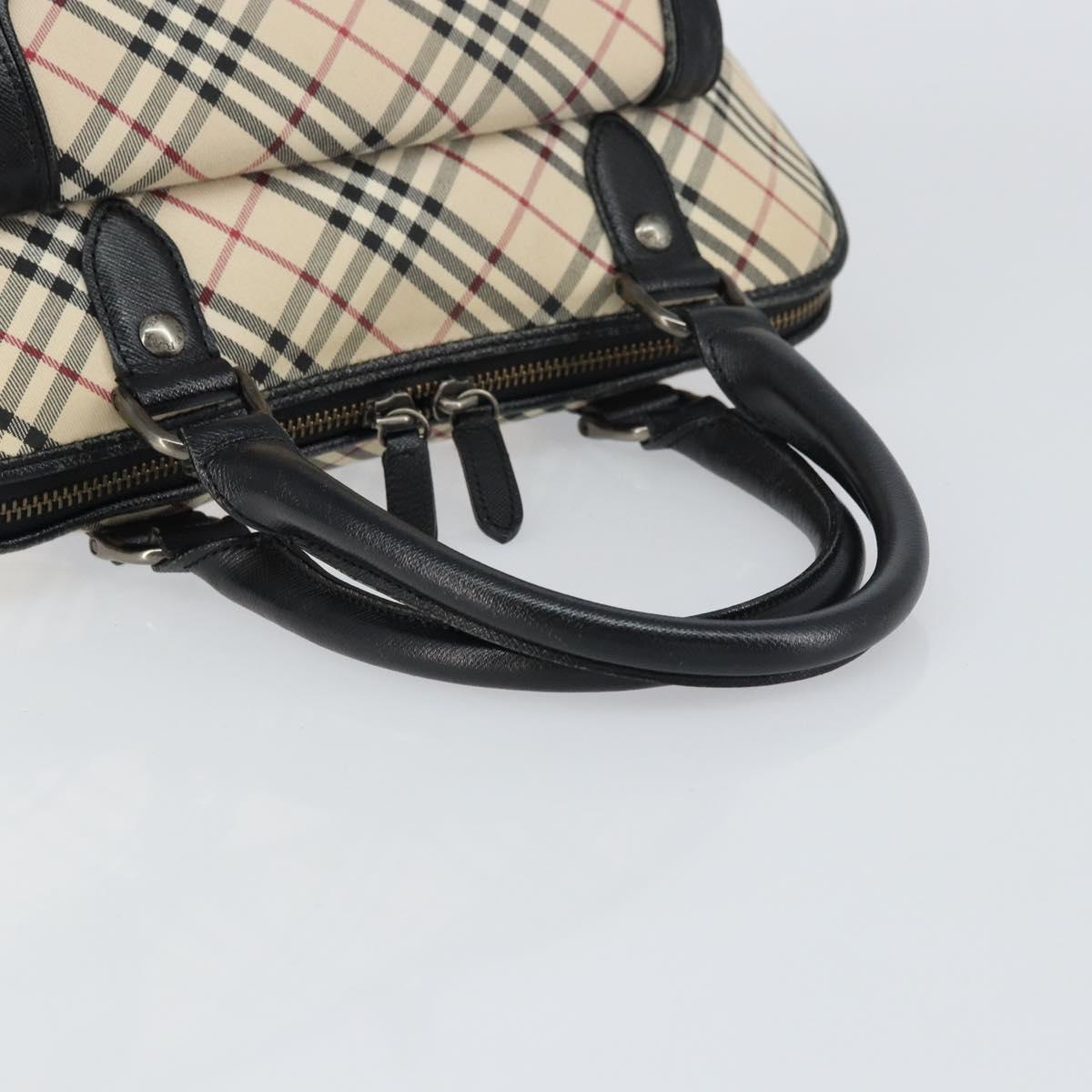 BURBERRY Nova Check Hand Bag Canvas Beige Silver Auth 156374