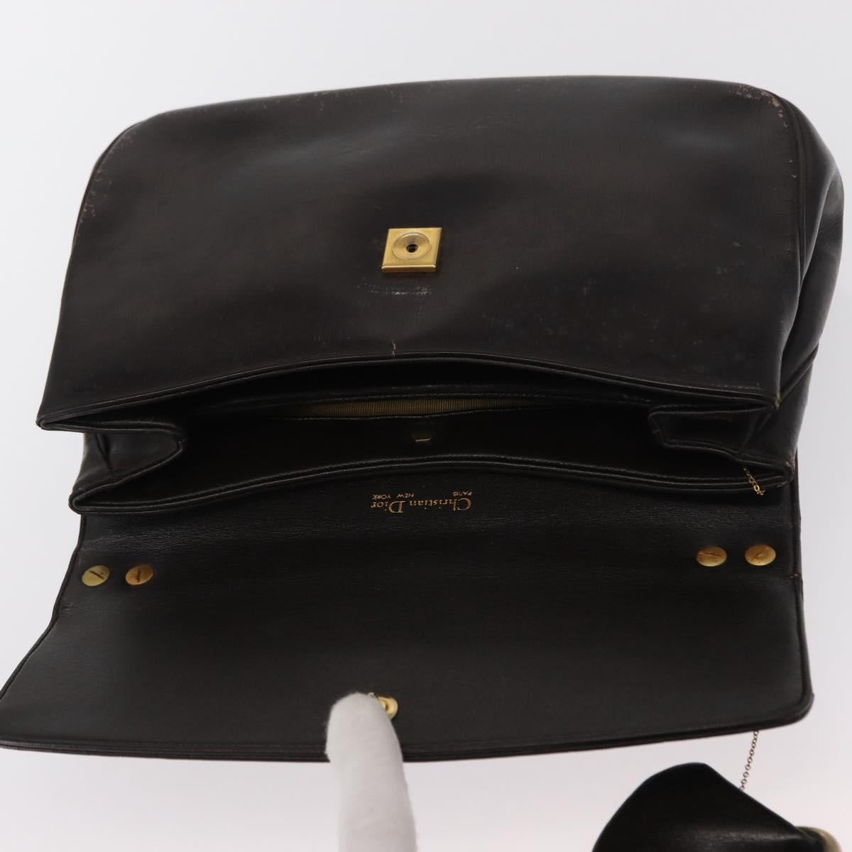 Christian Dior Trotter Canvas Hand Bag Leather Brown Gold Auth 156377