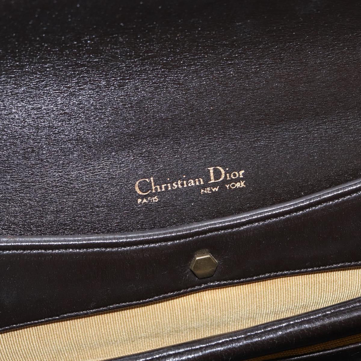 Christian Dior Trotter Canvas Hand Bag Leather Brown Gold Auth 156377