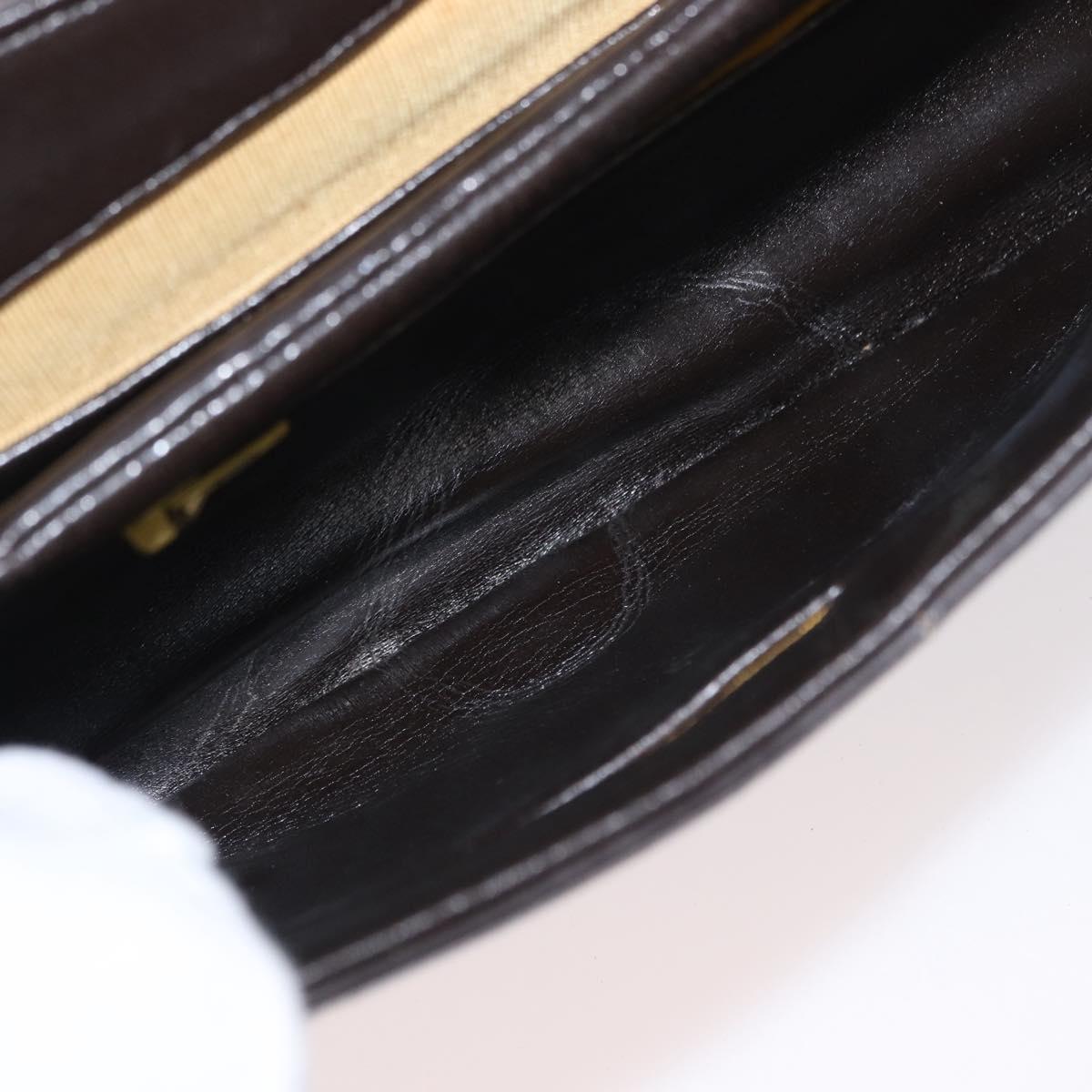 Christian Dior Trotter Canvas Hand Bag Leather Brown Gold Auth 156377