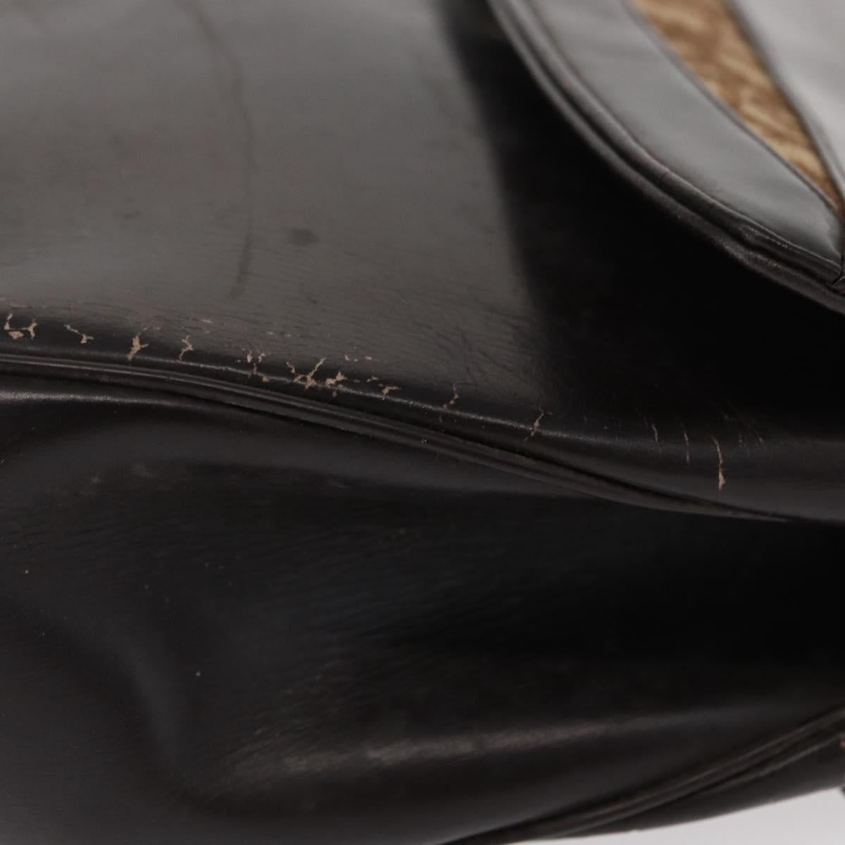 Christian Dior Trotter Canvas Hand Bag Leather Brown Gold Auth 156377