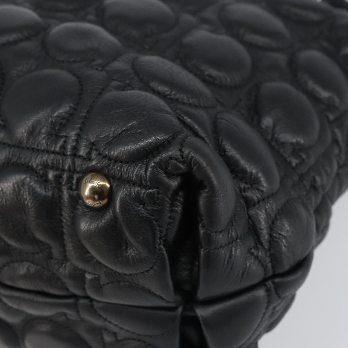 Salvatore Ferragamo Hand Bag Leather Black Auth 156381V