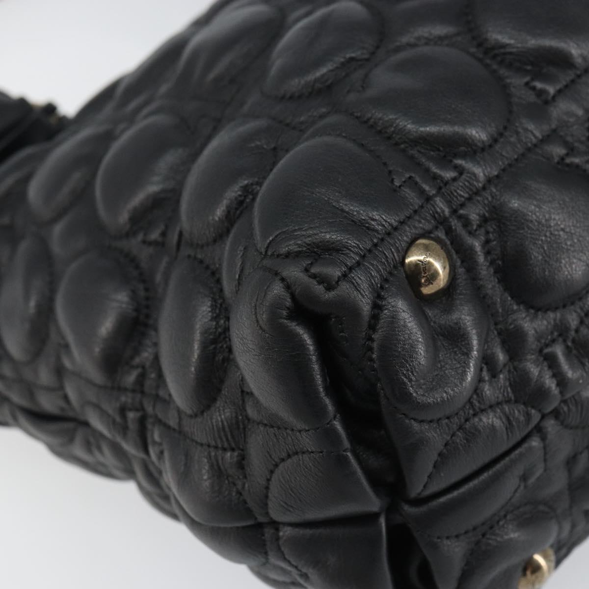 Salvatore Ferragamo Hand Bag Leather Black Auth 156381V