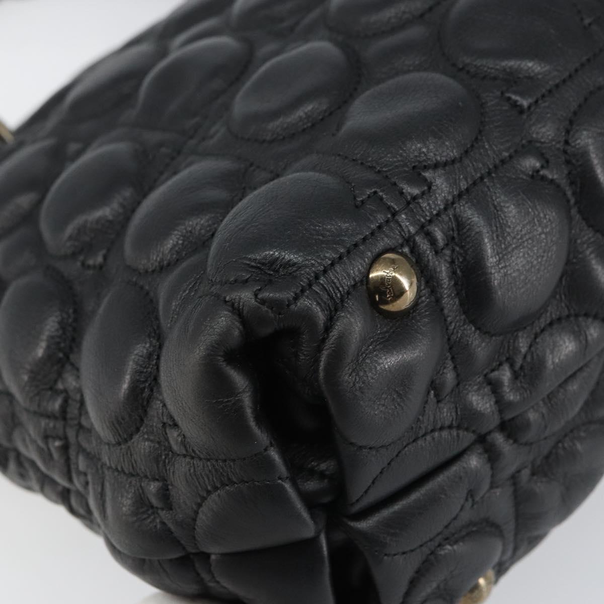 Salvatore Ferragamo Hand Bag Leather Black Auth 156381V