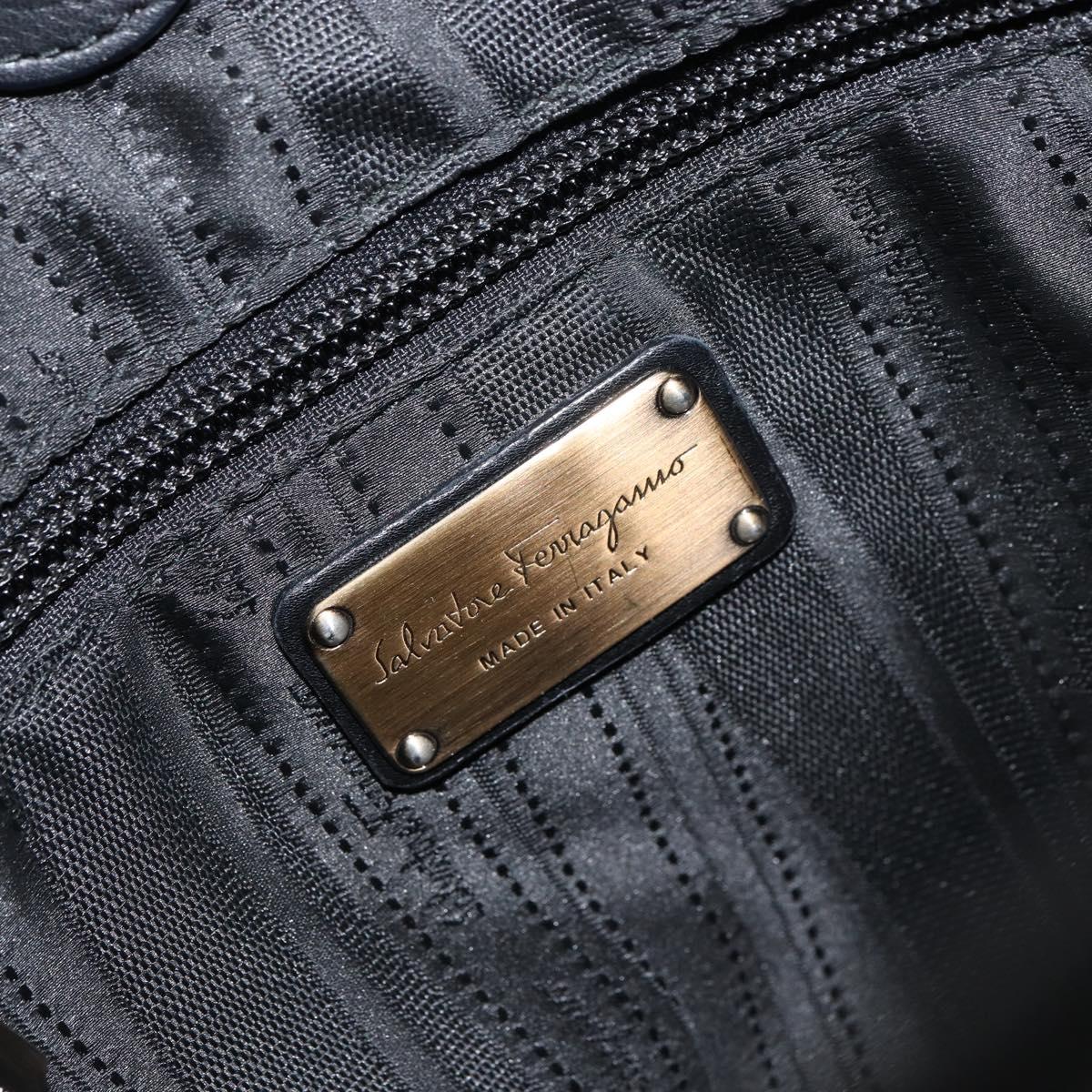 Salvatore Ferragamo Hand Bag Leather Black Auth 156381V