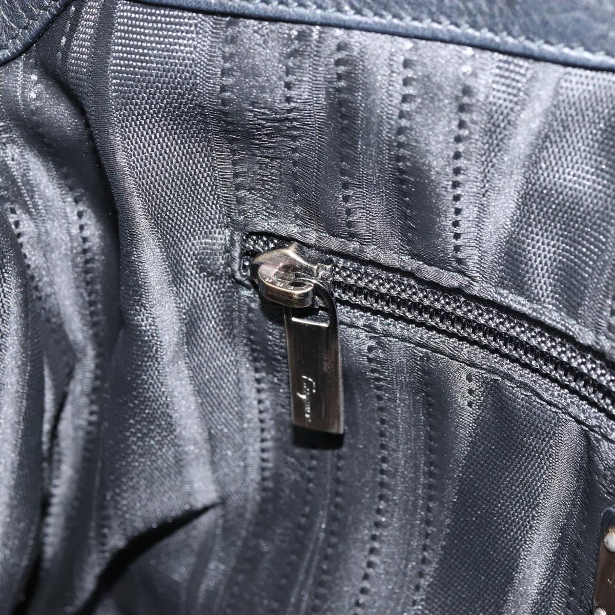 Salvatore Ferragamo Hand Bag Leather Black Auth 156381V