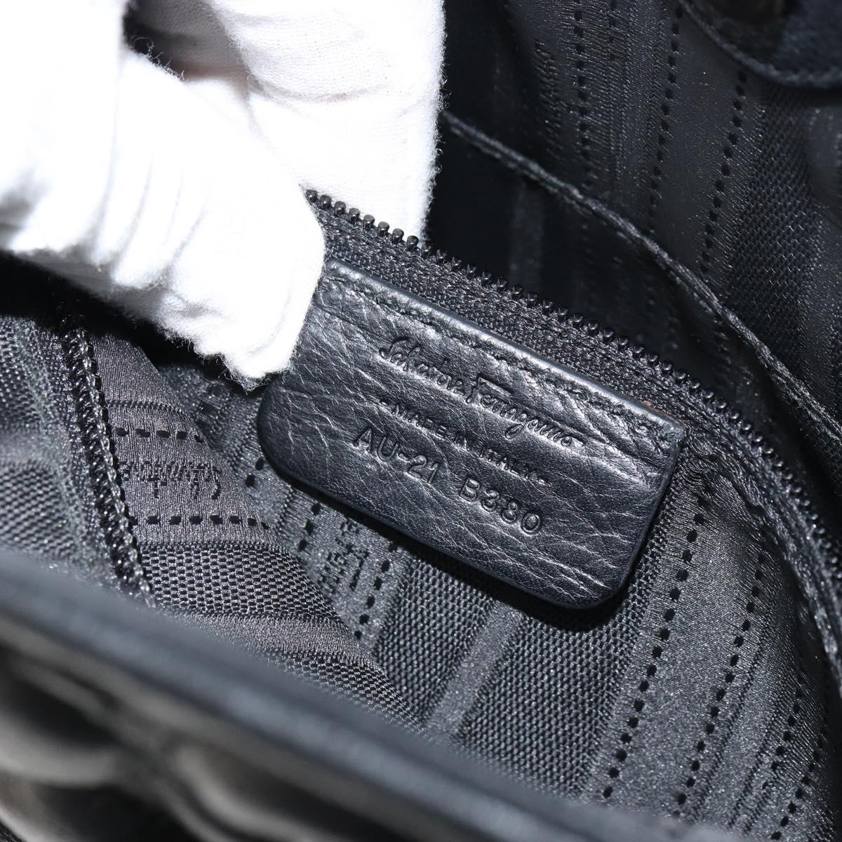 Salvatore Ferragamo Hand Bag Leather Black Auth 156381V