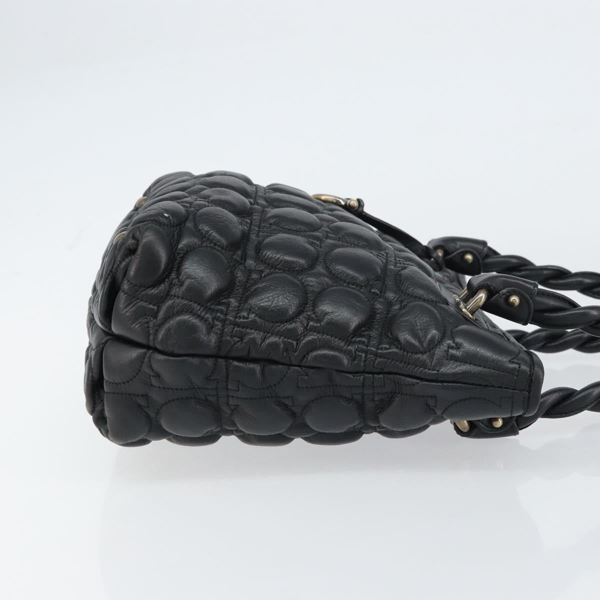 Salvatore Ferragamo Hand Bag Leather Black Auth 156381V